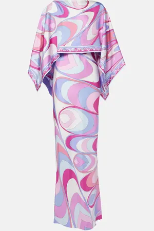 Puccini Vestido largo de sarga de seda estampado