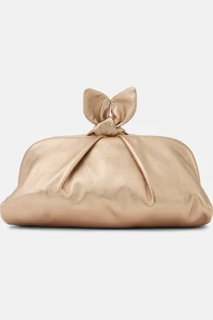 Aquazzura Clutch Bow Tie de piel metalizada