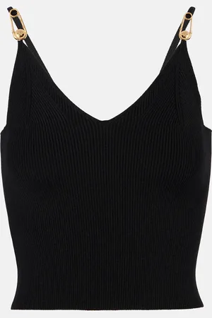 VERSACE Top acanalado Safety Pin de punto
