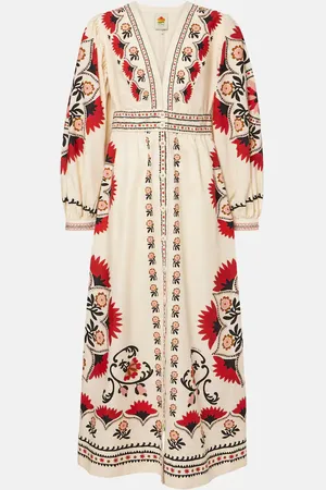 Farm Rio Vestido largo Cashew Mandala Cream