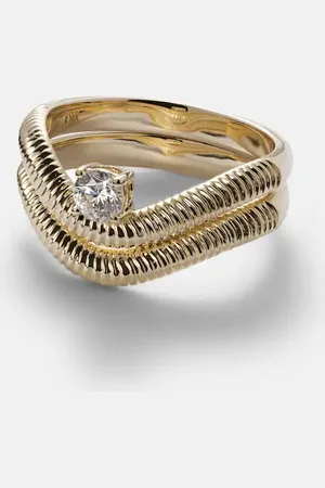 STONE AND STRAND Set de 2 anillos Tina de oro de 14 ct con diamante