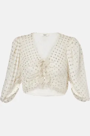 Chloé Chloé Crop top de muselina en jacquard de seda