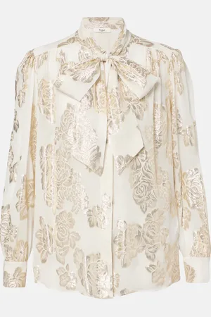 Chloé Chloé Blusa de lamé de mezcla de seda floral