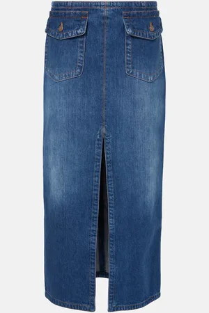 Chloé Chloé Falda midi de denim con abertura