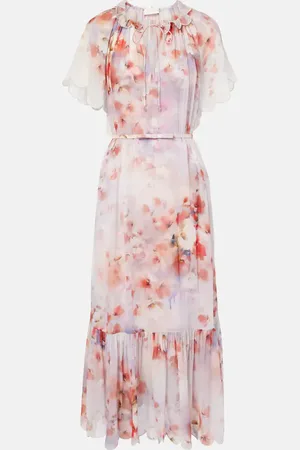 ZIMMERMANN Vestido midi Crush floral con cinturón