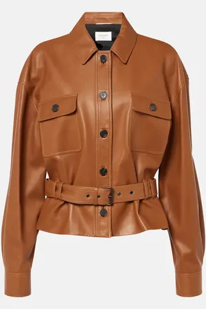 Saint Laurent Chaqueta cropped Saharienne de piel