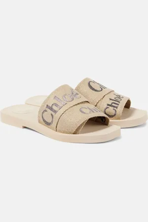 Chloé Chloé Sandalias Woody con logo bordadas
