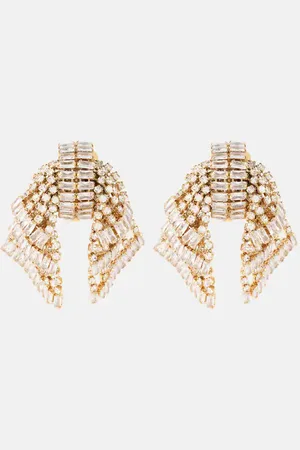Alessandra Rich Pendientes Bow con cristales
