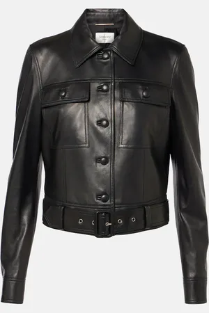 Saint Laurent Chaqueta cropped de piel