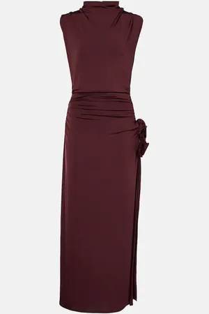 MAGDA BUTRYM Vestido midi drapeado con aplique floral