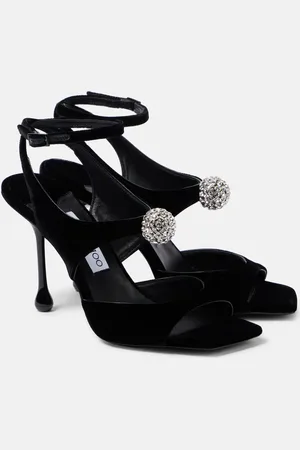 Jimmy Choo Sandalias Orb 95 de terciopelo adornadas