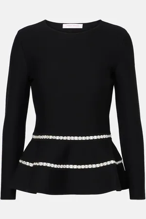 Carolina Herrera Top de mezcla de lana con perlas sintéticas