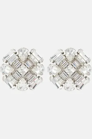 Alessandra Rich Pendientes Flower con cristales