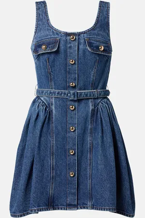 Self-Portrait Vestido corto de denim con cinturón