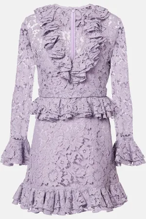 VALENTINO Vestido corto en encaje de seda floral