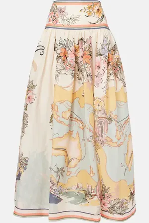 ZIMMERMANN Falda larga Tallow de lino estampado