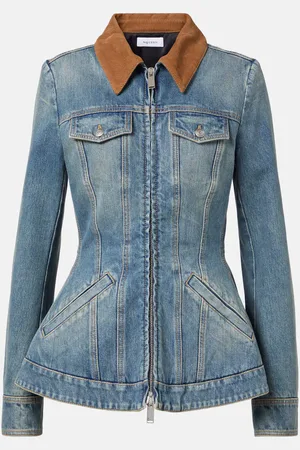 Alexander McQueen Chaqueta de denim con pana y peplum