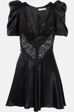 RODARTE Vestido corto de charmeuse de seda con encaje