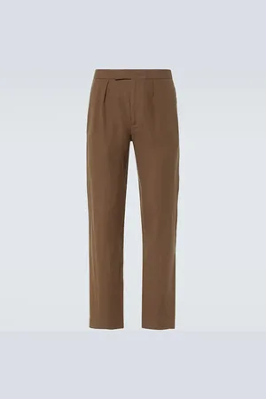 Ralph Lauren Pantalones rectos de seda y lino