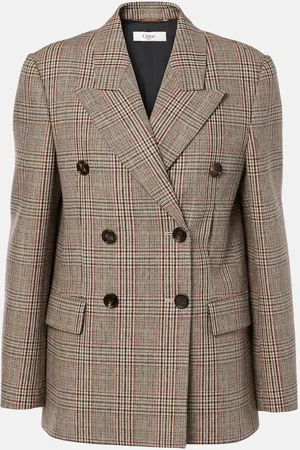 Chloé Chloé Blazer cruzada de mezcla de lana a cuadros
