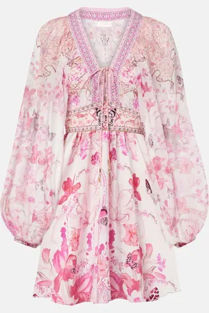 Camilla Vestido corto de seda floral