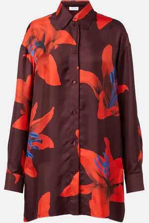 Alexander McQueen Camisa de satén de seda floral