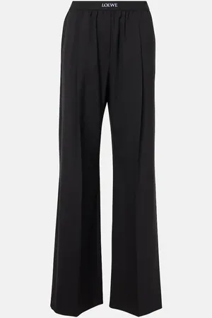 Loewe Pantalones anchos de lana de tiro alto