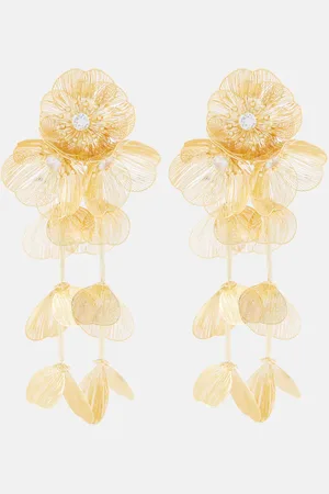Self-Portrait Pendientes de clip florales con cristales