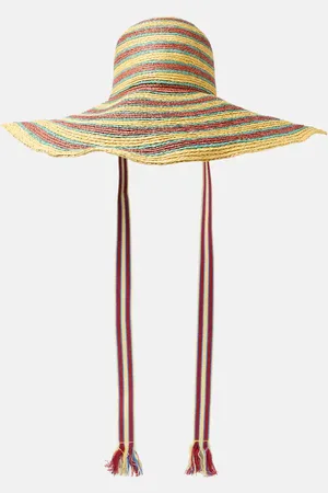 ALÉMAIS Alémais Sombrero Tamsim de rafia a rayas