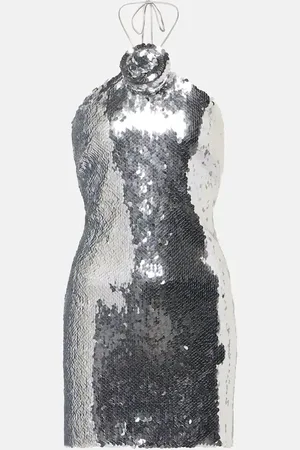 MAGDA BUTRYM Vestido corto con lentejuelas y aplique floral