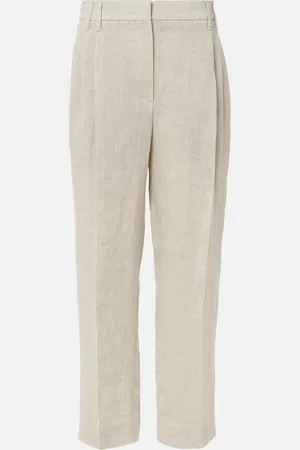 Brunello Cucinelli Pantalones rectos de mezcla de lino