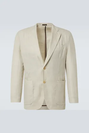 Rubinacci Blazer de seda, lino y lana espigado
