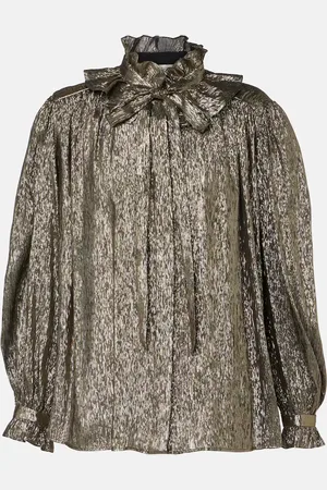 Chloé Chloé Blusa de lamé de mezcla de seda con volantes