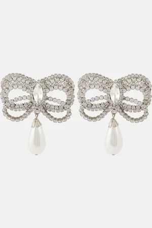 Alessandra Rich Pendientes Crystal Bow adornados