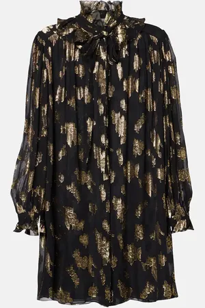 Chloé Chloé Vestido corto de mezcla de seda con volantes