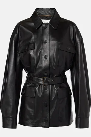 Saint Laurent Chaqueta sahariana de piel con cinturón