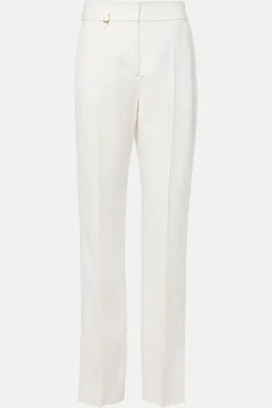 Jacquemus Pantalones slim Tibau de lona de tiro alto