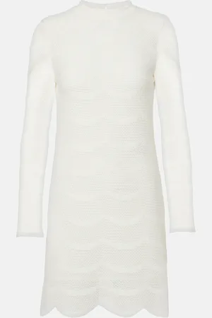 Tom Ford Vestido corto festoneado de algodón y seda
