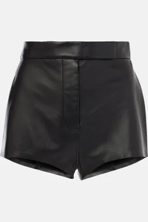 ALEX PERRY Shorts de piel de tiro alto