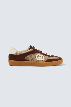 Gucci Zapatillas de lona con ante y GG