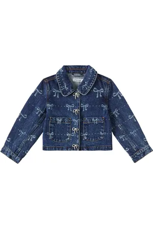 Self-Portrait Chaqueta de denim estampada con lazos
