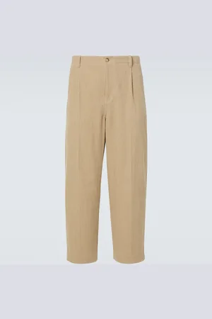 Frame Pantalones rectos plisados de algodón