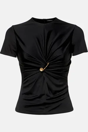 VERSACE Top de jersey fruncido