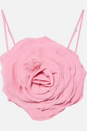 BLUMARINE Crop top de gabardina con aplique floral