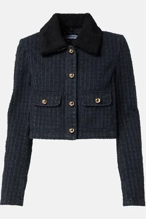 Self-Portrait Chaqueta cropped de denim adornada