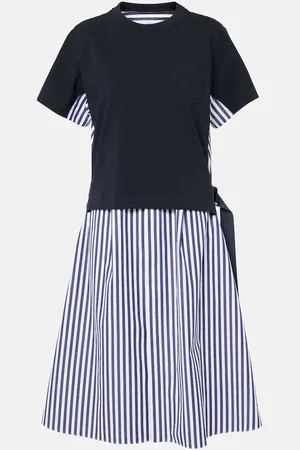 SACAI Vestido camisero de algodón a rayas
