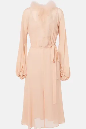 BLUMARINE Vestido midi Georg con ribete de plumas