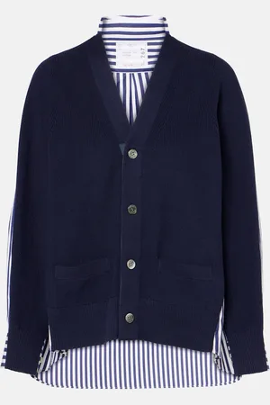 SACAI Cárdigan de algodón a rayas