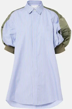 SACAI Camisa de popelín de algodón con paneles