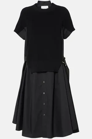 SACAI Vestido camisero de jersey y popelín